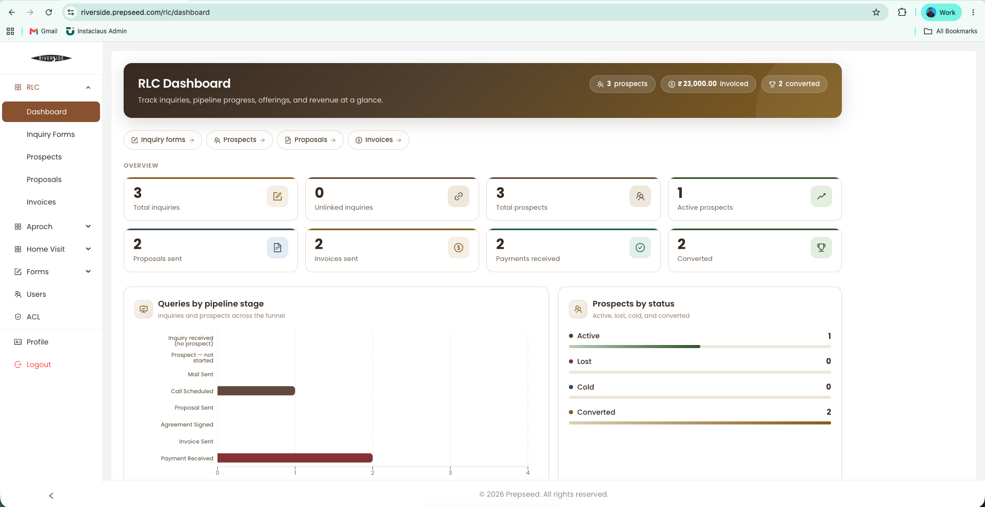 Riverside School Portal — screen 1